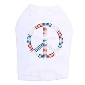 Peace Sign Red, White, & Blue Rhinestone Tank - Many Colors - Posh Puppy Boutique