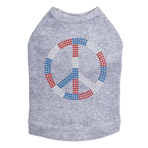 Peace Sign Red, White, & Blue Rhinestone Tank - Many Colors - Posh Puppy Boutique