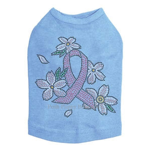 Pink Ribbon with Flowers Rhinestone Tanks- Many Colors - Posh Puppy Boutique