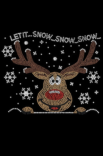Let it Snow - Red Nose Reindeer Rhinestone Bandana- Many Colors