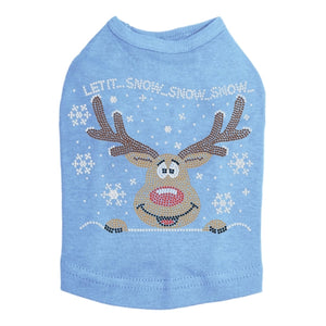 Let it Snow - Red Nose Reindeer Rhinestone Tank - Many Colors - Posh Puppy Boutique