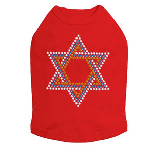 Small Star of David Blue, Silver, Gold Rhinestones Tank Top - Many Colors - Posh Puppy Boutique