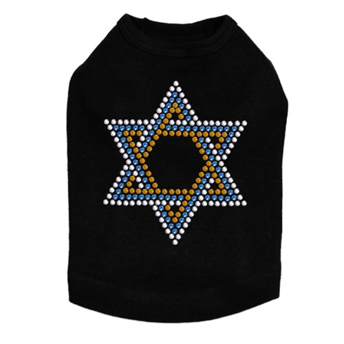 Small Star of David Blue, Silver, Gold Rhinestones Tank Top - Many Colors
