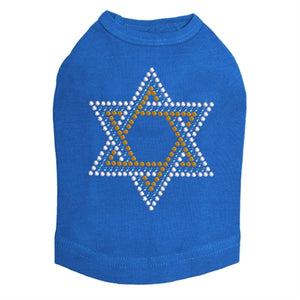 Small Star of David Blue, Silver, Gold Rhinestones Tank Top - Many Colors - Posh Puppy Boutique
