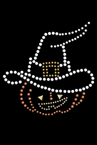 Pumpkin with Witch Hat Rhinestone Bandanas- Many Colors