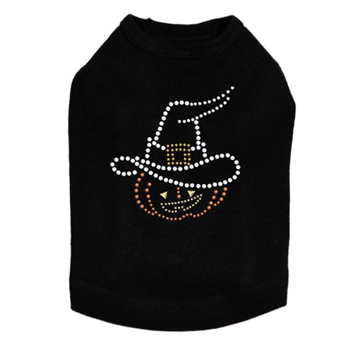 Pumpkin with Witch Hat Rhinestuds Tank Top - Many Colors
