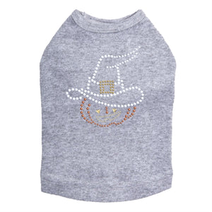 Pumpkin with Witch Hat Rhinestuds Tank Top - Many Colors - Posh Puppy Boutique