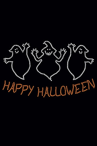 Happy Halloween Ghost Rhinestone Bandanas- Many Colors