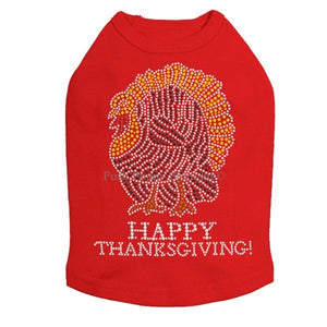 Happy Thanksgiving Turkey Rhinestone Tanks- Many Colors - Posh Puppy Boutique
