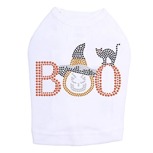Boo Hat and Cat Rhinestuds Tank Top - Many Colors - Posh Puppy Boutique