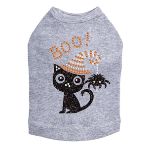 Cat with Spider Hat Rhinestones Tank Top - Many Colors - Posh Puppy Boutique