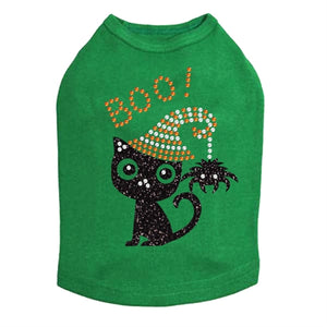 Cat with Spider Hat Rhinestones Tank Top - Many Colors - Posh Puppy Boutique