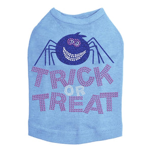 Trick or Treat with Blue Glitter Spider Dog Tank in Many Colors - Posh Puppy Boutique