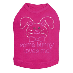 Some Bunny Loves Me Pink Rhinestone Dog Tank- Many Colors - Posh Puppy Boutique