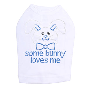 Some Bunny Loves Me Blue Rhinestone Dog Tank- Many Colors - Posh Puppy Boutique