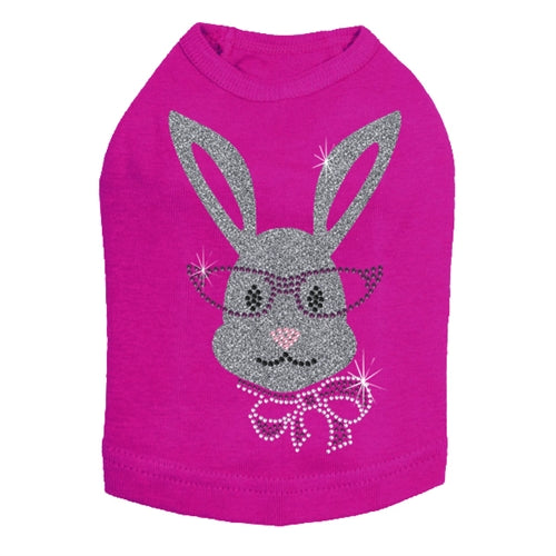 Girl Bunny with Glasses and Bow Dog Tank in Many Colors