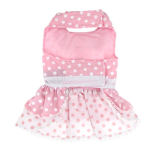 Pink Polka Dot and Lace Dog Harness Dress Set - Posh Puppy Boutique