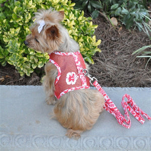Cool Mesh Harness Hawaiian Hibiscus - Red - Posh Puppy Boutique