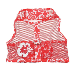 Cool Mesh Harness Hawaiian Hibiscus - Red - Posh Puppy Boutique