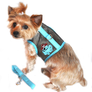 Cool Mesh Dog Harness Under the Sea Collection - Pirate Octopus Blue and Black - Posh Puppy Boutique