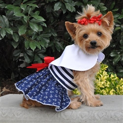 Nautical Dog Dress with Matching Leash - Posh Puppy Boutique