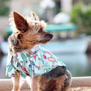 Hawaiian Camp Shirt - Surfboards and Palms - Posh Puppy Boutique