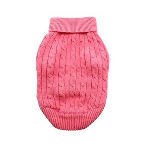 Combed Cotton Cable Knit Dog Sweater - Candy Pink - Posh Puppy Boutique
