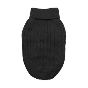 Combed Cotton Cable Knit Dog Sweater - Jet Black - Posh Puppy Boutique