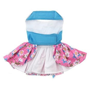 Pink and Blue Plumeria Floral Dog Dress - Posh Puppy Boutique