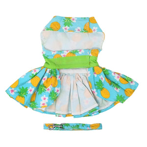 Pineapple Luau Dog Harness Dress with Matching Leash - Posh Puppy Boutique