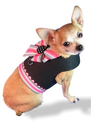 Pink and Black Big Bow Harness - Posh Puppy Boutique