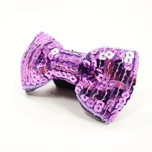 Sequins 1 Collar Slider Bow Tie- Purple - Posh Puppy Boutique