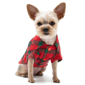 Flannel Button Down Shirt in Red & Green - Posh Puppy Boutique