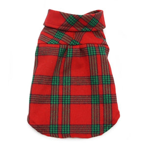 Flannel Button Down Shirt in Red & Green - Posh Puppy Boutique
