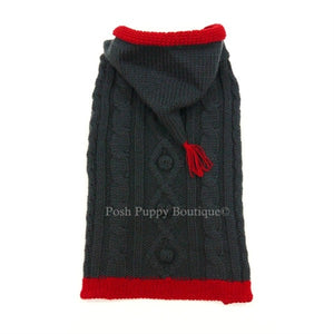 Tidy Cable Hoodie Sweater- Charcoal - Posh Puppy Boutique