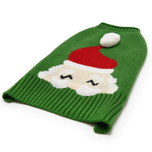 Santa Face Sweater - Green - Posh Puppy Boutique