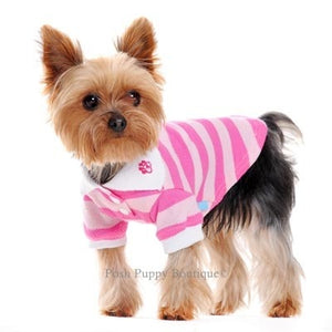 Stripe Polo Shirt in Pink - Posh Puppy Boutique