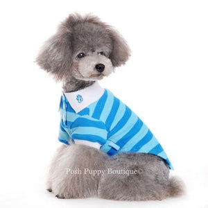 Stripe Polo Shirt in Blue - Posh Puppy Boutique