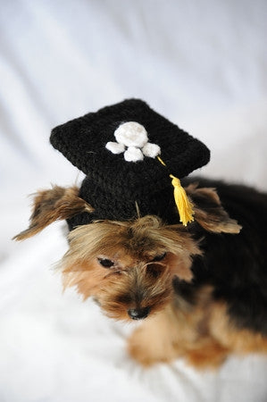 Black Knit Graduation Cap for Dogs - Posh Puppy Boutique