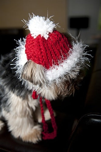 Red & White Knit Hat for Dogs