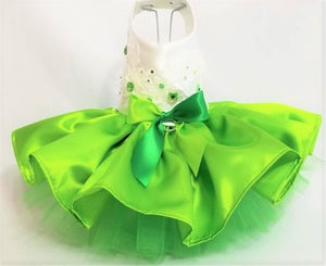 3D Flowers Green and Lime Swarovski Crystals Dog Dress - Posh Puppy Boutique