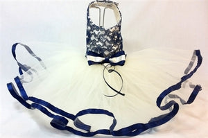 Navy Lace n' Pearls Harness Dress - Posh Puppy Boutique