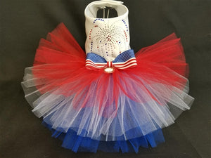 Patriotic 4th of July Dog Tutu Harness Dress - Posh Puppy Boutique
