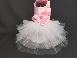 Rose Couture Pink Wedding Harness Dress - Posh Puppy Boutique