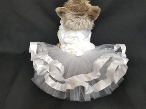 Rose Couture White Wedding Harness Dress - Posh Puppy Boutique
