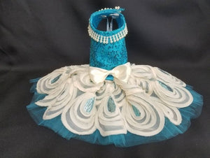 Turquoise Dog Harness Dress - Posh Puppy Boutique