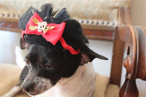 Black Pirate Hat with Red Bow - Posh Puppy Boutique