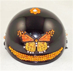 Orange Sunshine Butterfly Rhinestone Dog Helmet