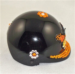 Orange Sunshine Butterfly Rhinestone Dog Helmet - Posh Puppy Boutique