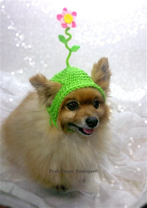 Crochet Double Pink Springtime Flower Beanie Hat in Many Colors - Posh Puppy Boutique